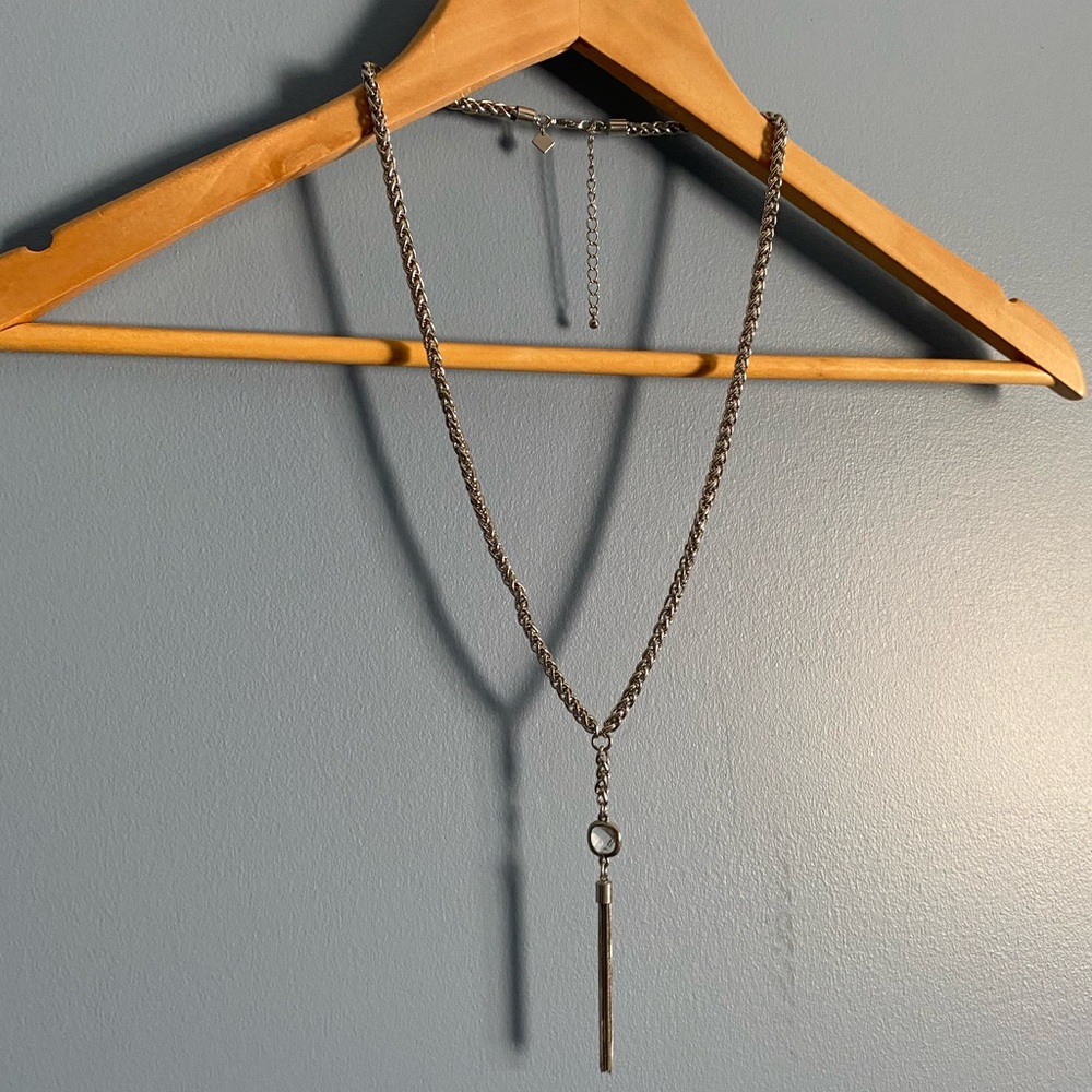 Minimalist Silver Bar Drop Necklace - Women's Jewelry